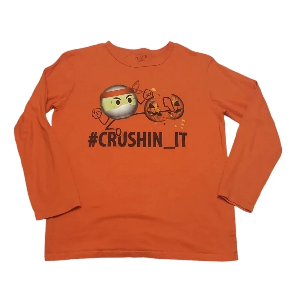 The Children's Place Boy's Halloween Pumpkin Long Sleeved Top L 10/12